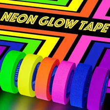 UV Blacklight Neon Gaffer Tape, Fluorescent Glow Party Spike Tape 0.6"x16.5ft