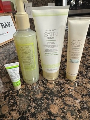 Mary Kay Satin Hands & Body Set White Tea Citrus Shea Scrub Wash Softener Lips