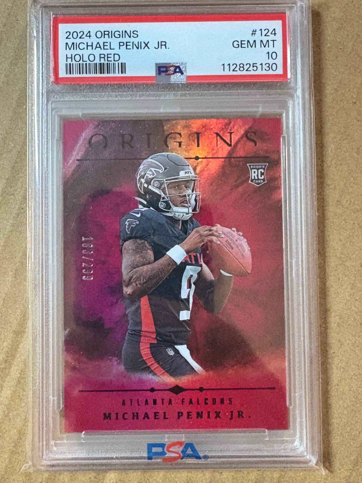 Michael Penix Jr 2024 Panini Origins #124 HOLO Red /299 PSA GEM MINT 10