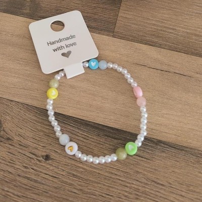 Perlenarmband mit Herzperlen & Edelsteinen | Rosenquarz, Aquamarin, Mondstein, S