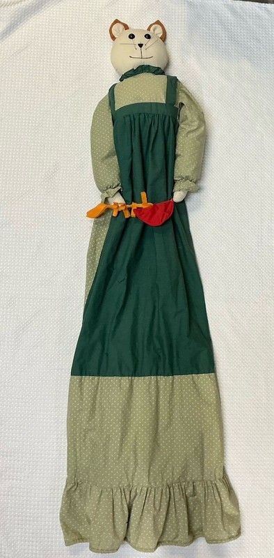 Large Cat Doll Figure Wearing Dress with Fish 4.5 Feet