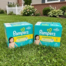  2 PACK Pampers Swaddlers Fragrance Free Baby Diapers Size 4, 66 Count