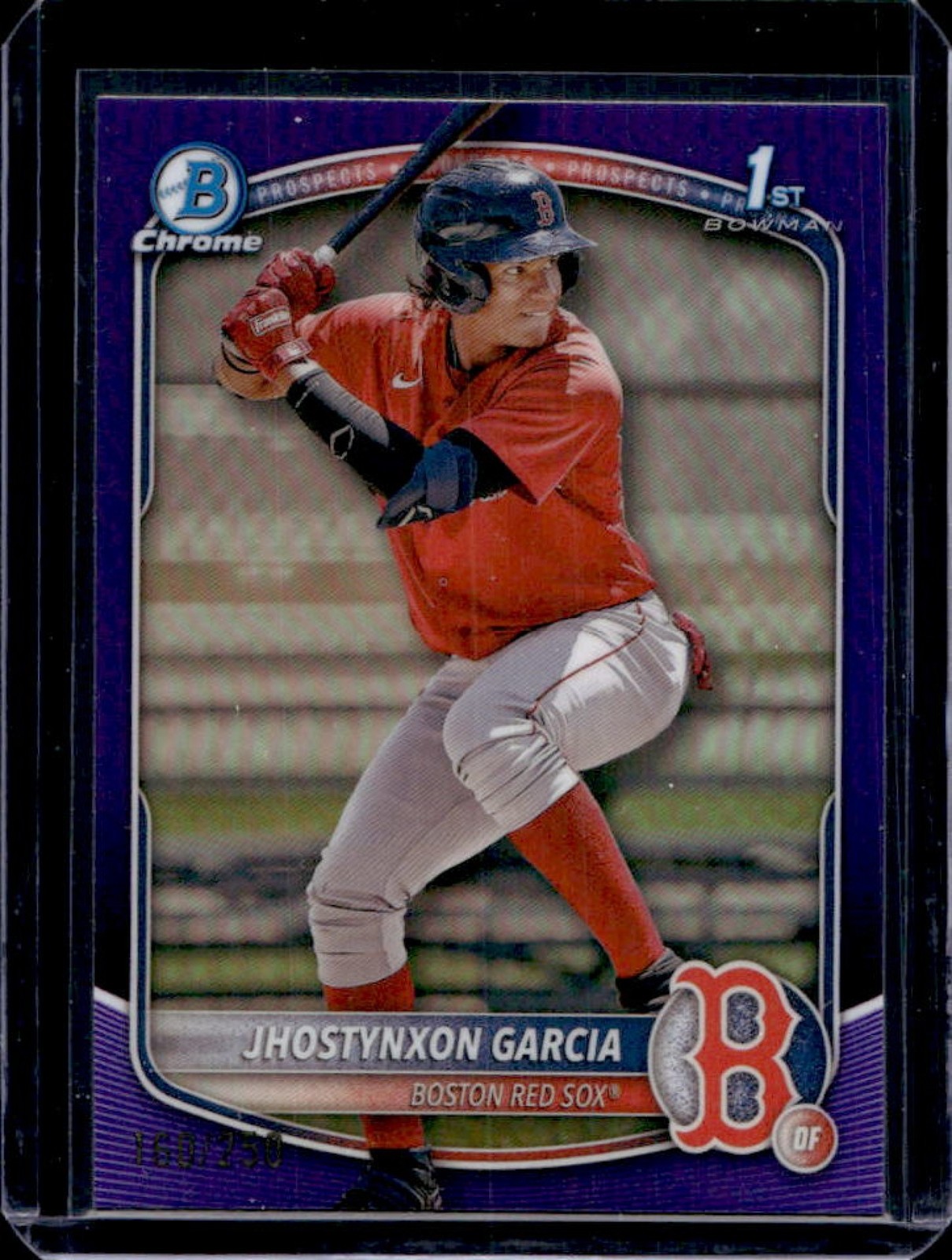2025 Bowman Jhostynxon Garcia Chrome Purple Refractor 1st #/250 Red Sox
