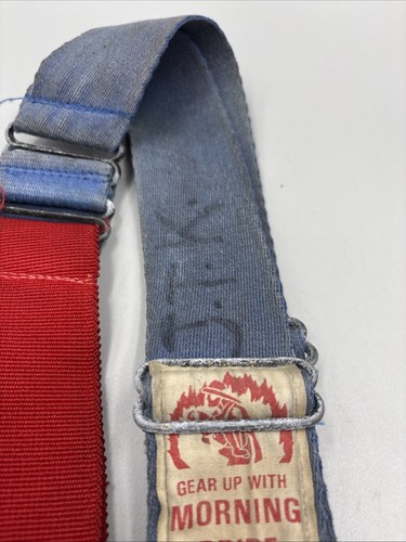 Firefighter Suspenders Blue Red Parachute Turnout Morning Pride Vintage READ - Picture 5 of 10
