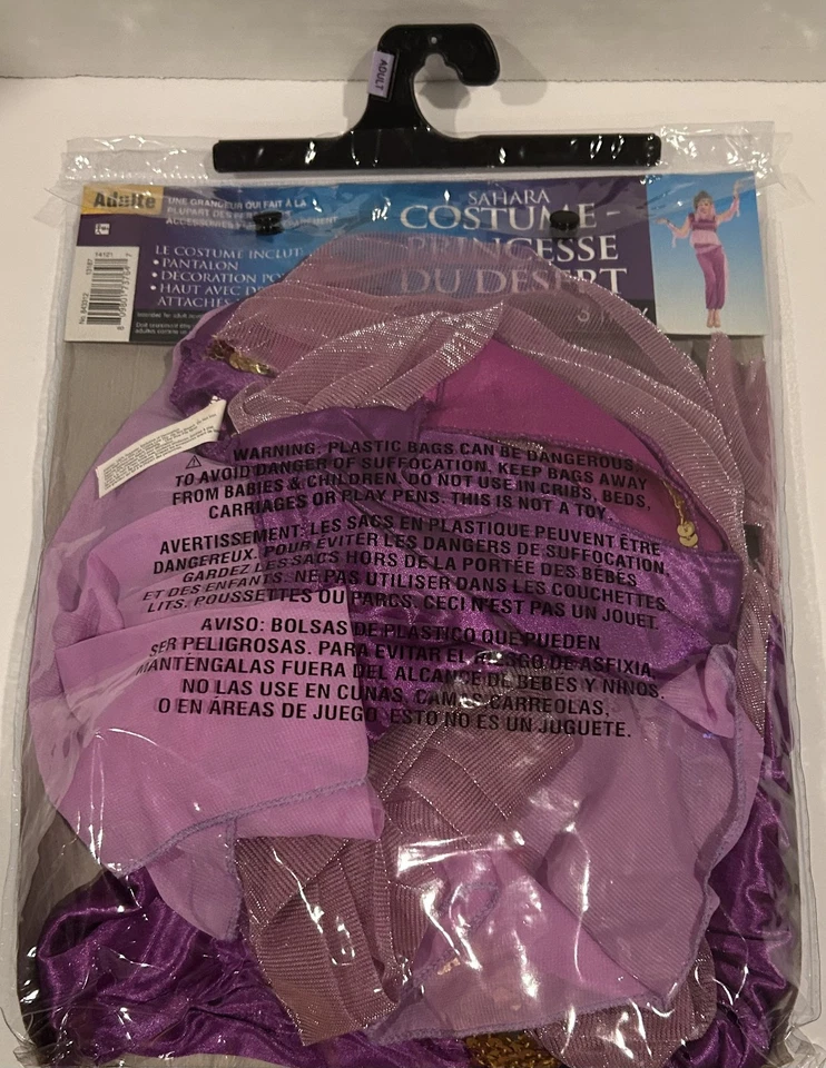 Disfraz Princesa del Desierto Adulto NUEVO - Pantalones Tocado Top con Cortinas para Brazos Púrpura/Rosa Foto 2 de 3