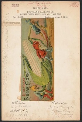 Portland Packing Co. Little Giant Sugar Corn brand Canned Fruits, Vegetables,