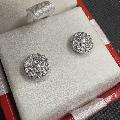 Macy's 1/2 CTTW Diamond Cluster Stud Earrings 14K White Gold MCY98433 NIB $1200