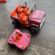 Vintage Buddy L Buggy Hauler Pink Jeep Car Pressed Steel  Buggy Toy Japan