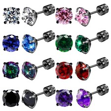 8Pairs Screw Back Stud Earrings Surgical Stainless Steel Stud Earrings for Wo...