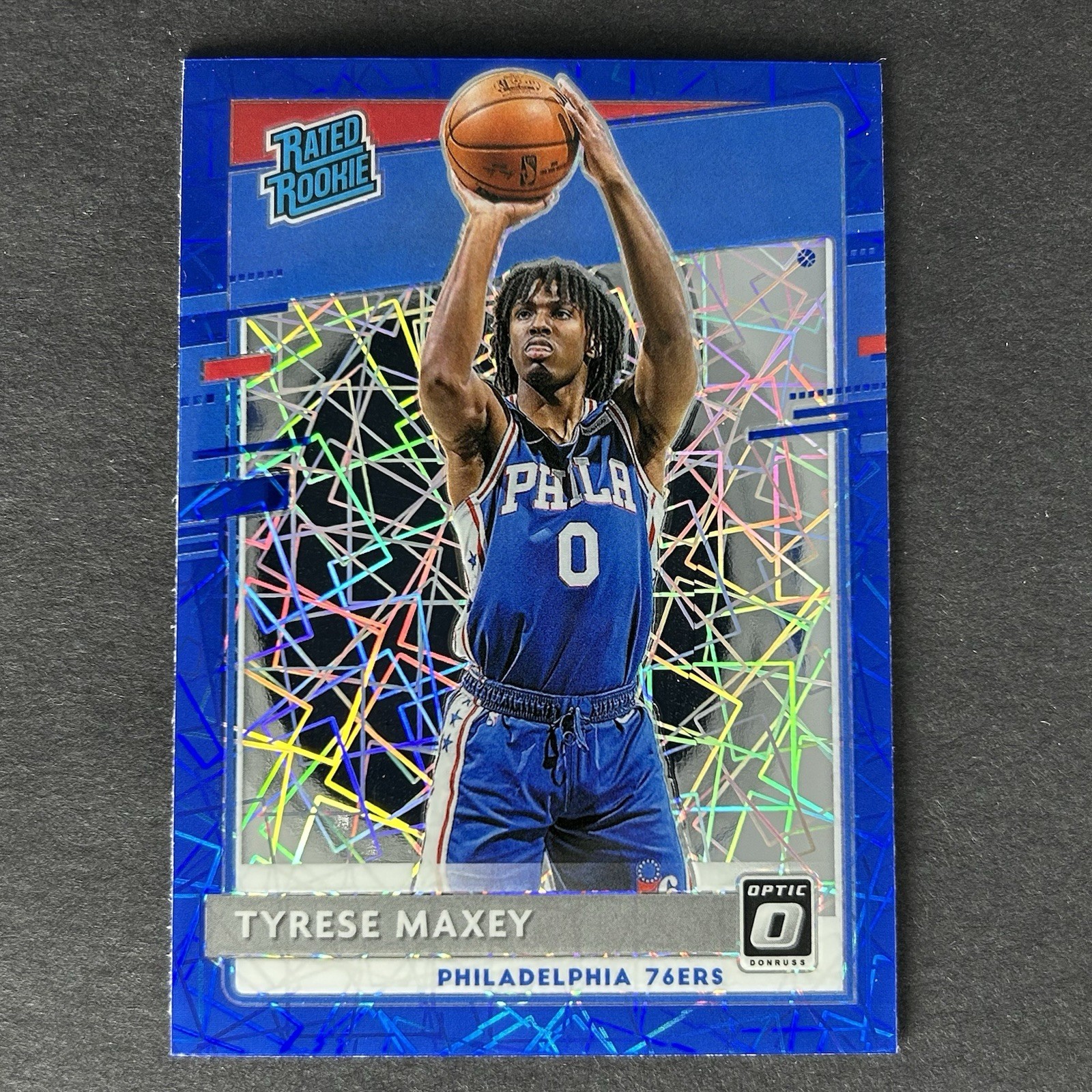 2020-21 Panini Optic Basketball Tyrese Maxey Blue Velocity Rated Rookie #171