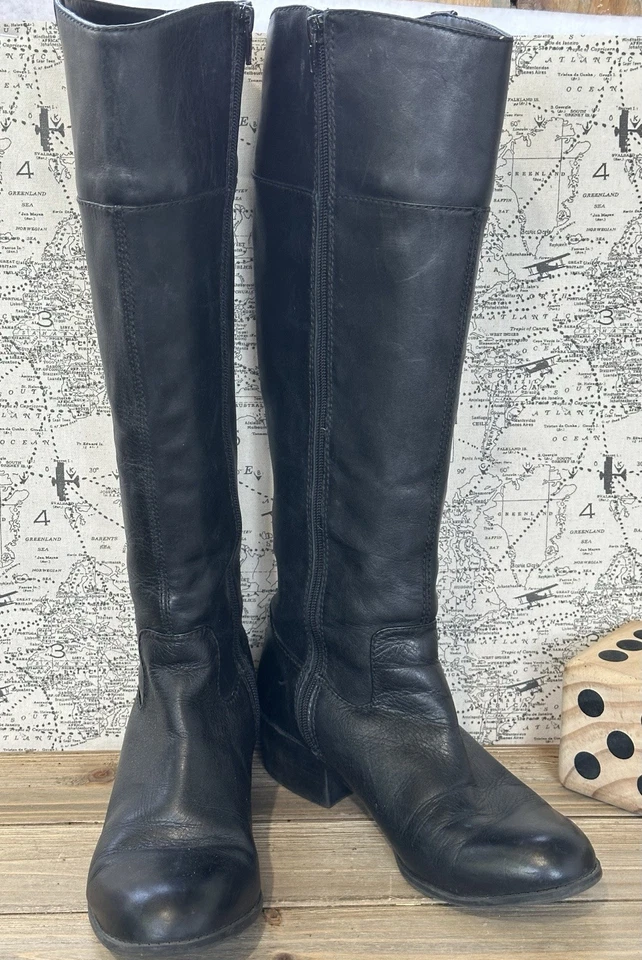 Botas Altas Alfasi Cuero Flexibles Talla 9 M Cuero Negro Montar Ciudad Foto 2 de 4