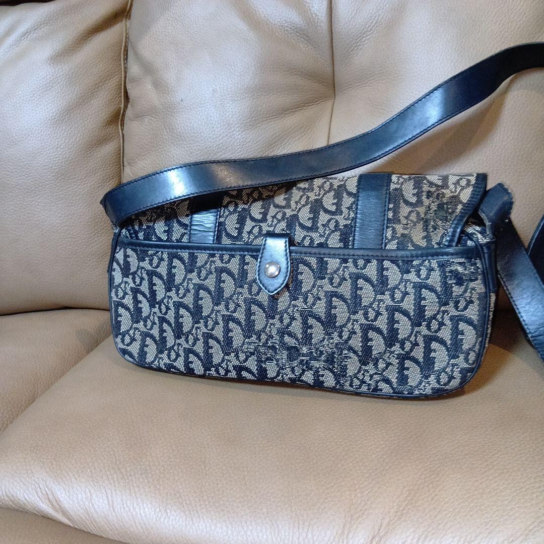 Christian Dior Shoulder Bag Canvas Leather Navy Beige From Japan Authentic thumbnail 22