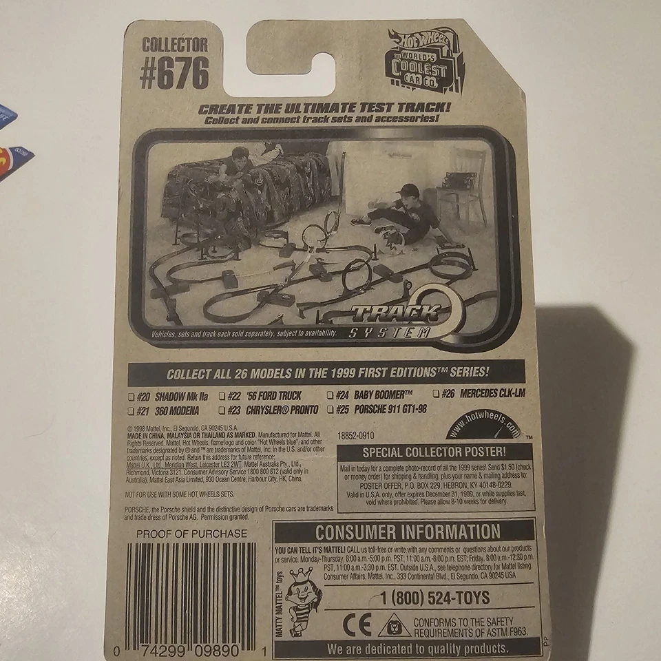 Hotwheels Porsche 911 GT1-98 Le Mans - 1998 - 18852 - Cartão longo - Vintage raro - Imagem 2 de 2