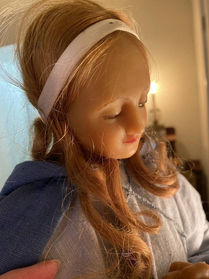 RARO Belén de Cera Vertida Virgen María José Sosteniendo al Niño Jesús Para NAVIDAD Foto 4 de 4