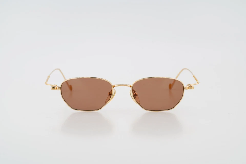 Jean Paul Gaultier 55-8107 8 A, Gafas de sol hexagonales vintage años 90 tintadas marrón dorado Foto 4 de 4