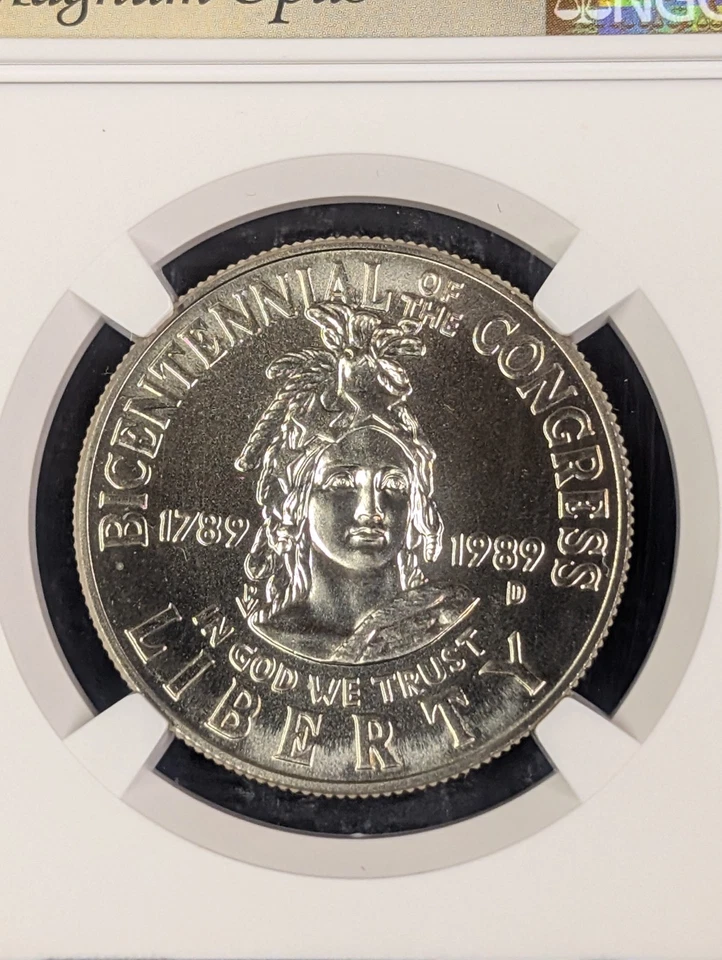 1989 D MS 70 Congress Bicentennial Half Dollar Commemorative 50c NGC Magnum Opus - Image 3 of 4
