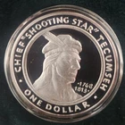 2002 One Dollar Chife Shooting Star TECUMSEH..999 Fine 1 Troy OZ Diameter 39 mm