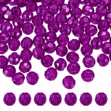 400 Pcs Acrylic Round Faceted Beads 8mm Loose Bead, Dark Purple