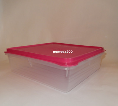 Tupperware Small Snack Stor Container Sheer/Fuchsia Color.