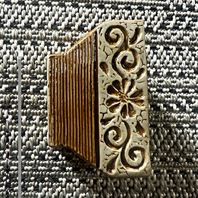 Ceramic Glazed Floral Scroll Relief Trapezoid Border Tile Beige/Brown