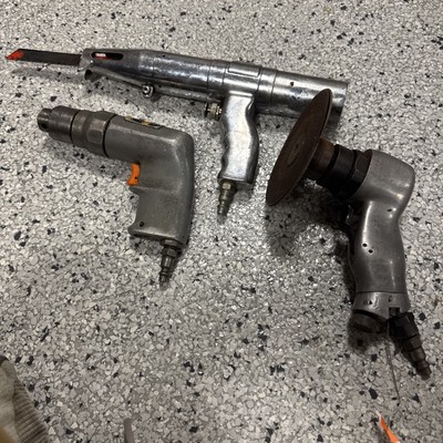 3x Pneumatic Tool Lot. Wrench. Grinder Drill And Reciprocating Saw