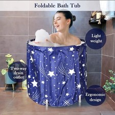 Foldable Portable Bathtub Water Tub Folding PVC Adult SPA Bath Bucket 70*65cm