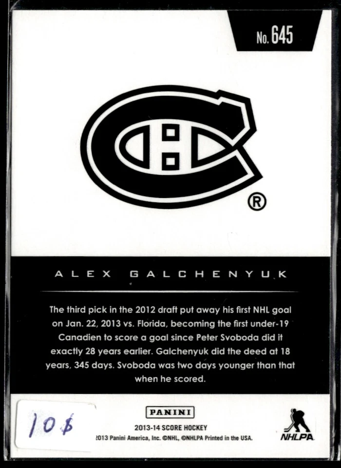 2013-14 Score Alex Galchenyuk #645 - Image 2 of 2