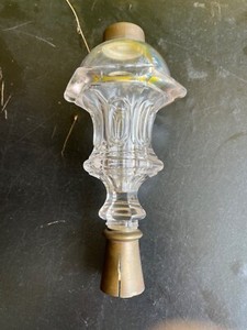 18th century Boston flint glass whale oil lamp font with brass attachment.