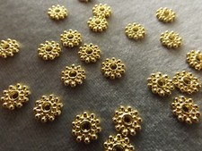 DOUBLE SIDED RONDELLE DAISY SPACER BEADS GOLD 8X2 MM 25 PIECES