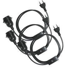 3x E27 Lampenfassung mit Kabel 5m Schalter Stecker Stromkabel Fassung Schwarz