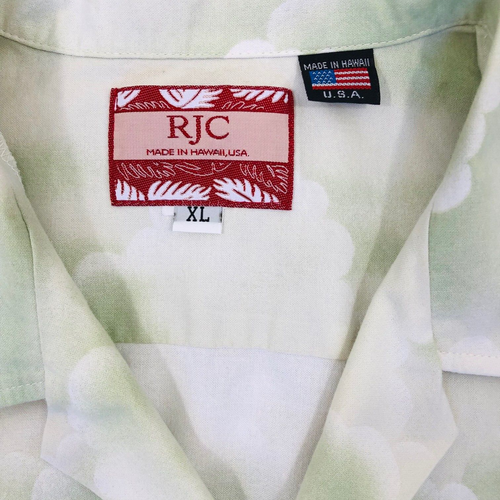 Vintage RJC Camp Hawaiian Shirt Mens XL Palm Pineapple Volcano Green USA MADE - Picture 7 of 11