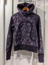 Lululemon Scuba Hoodie Hooded Sweatshirt Womens Sz 6 Zip Up Floral Print Purple