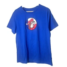 Buc-ees T-Shirt Mens Large Don't Mess With Texas Blue 100% Cotton Gopher Animal