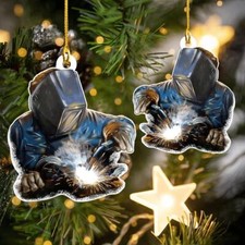Personalized Welder Ornament, Custom Helmet And Gloves Welding Protective Gear C