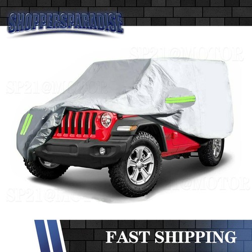 Big Ant Waterdichte autohoes voor buiten voor Jeep Wrangler CJ, YJ, TJ & JK met 4 deuren, dekzeil voor Wrangler waterdicht, krasbestendig, UV-stof, duurzaam, grijs