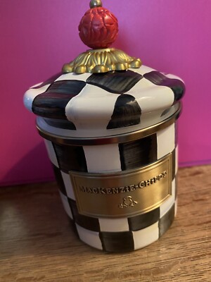 Courtly Check Demi Enamel Canister 24 oz Kitchen-Bath Storage Container with Lid