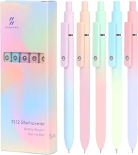 FIOVER Gel Pens, 5pcs Black Ink Medium Point 0.7mm Smooth Writing Pens with Comf