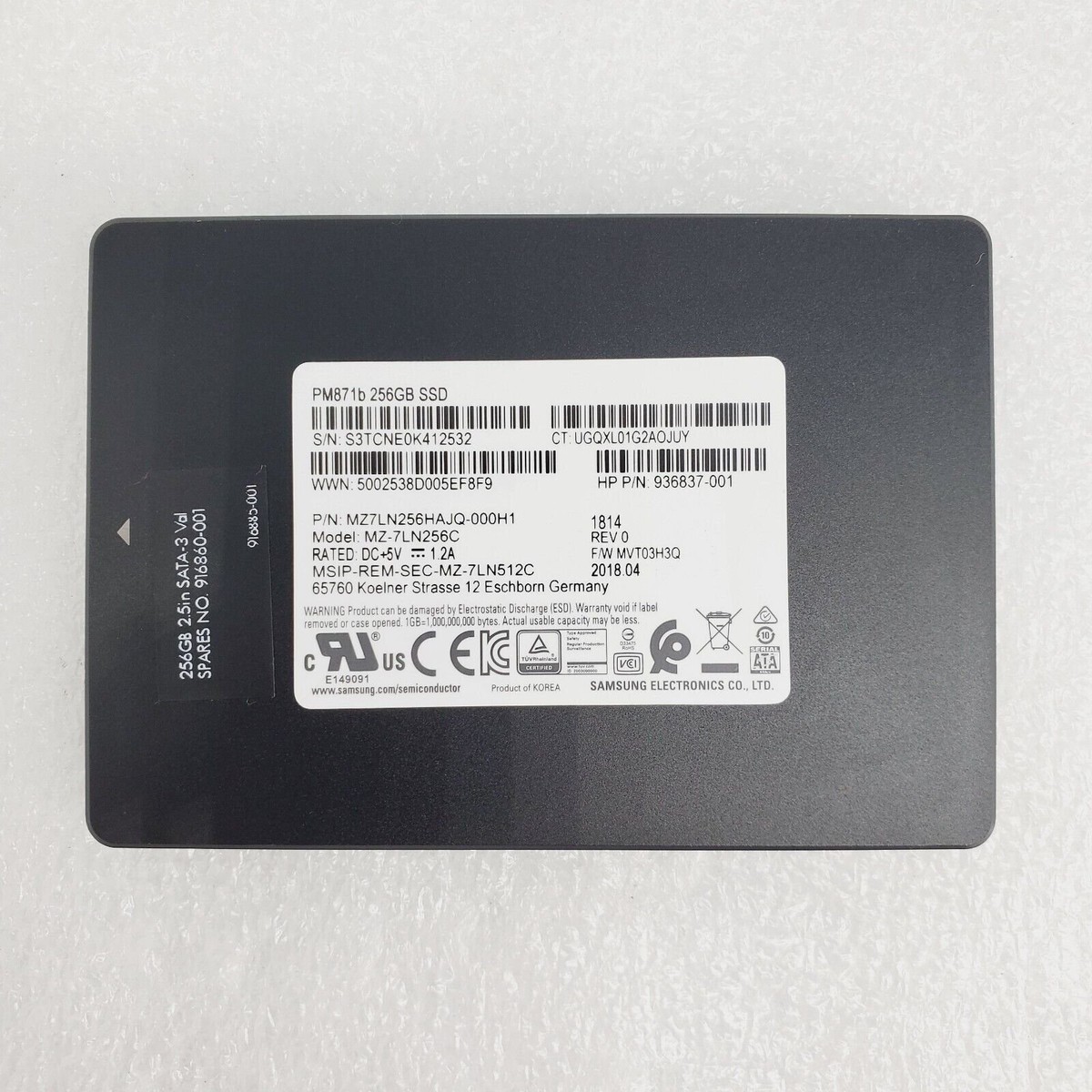 Samsung PM871B MZ-7LN256C MZ7LN256HAJQ-000H1 256GB 2.5 Samsung PM871B MZ-7LN256C MZ7LN256HAJQ-000H1 256GB 2.5