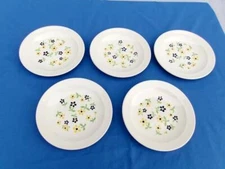 VINTAGE HOMER LAUGHLIN USA. ( LOT OF 5 ) BLUE & YELLOW DAISEY 7 1/4" PLATES