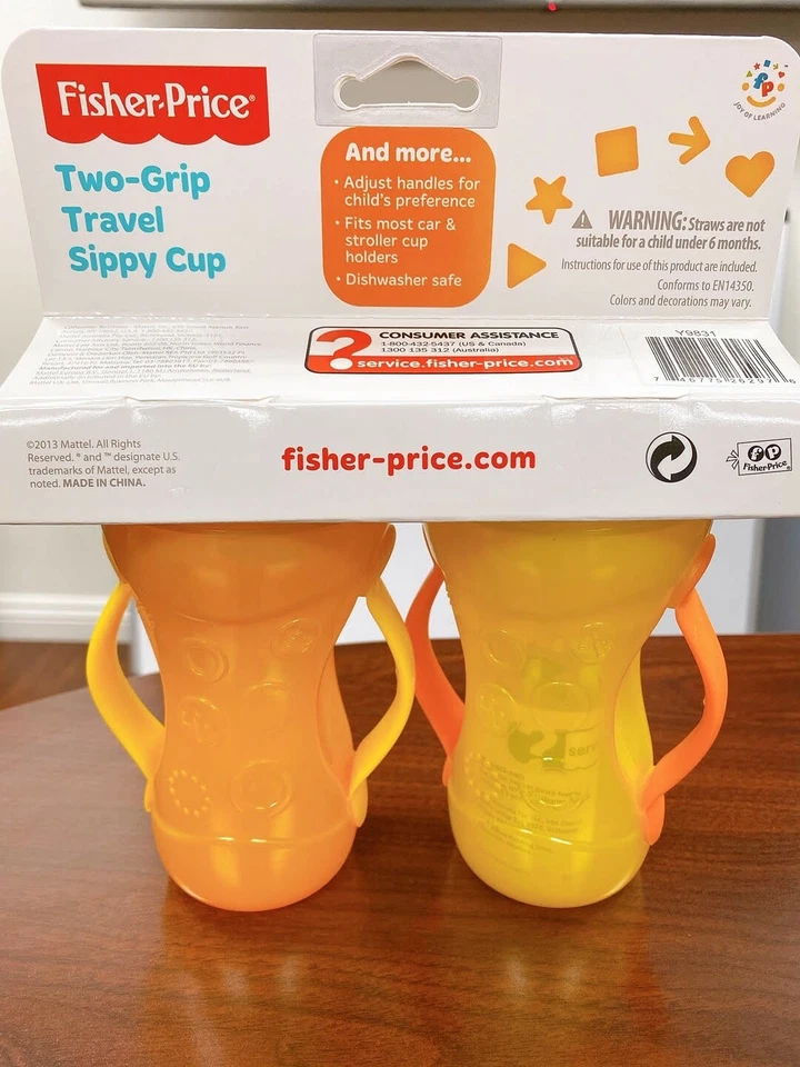 Paquete de 2 pajitas Fisher-Price de viaje de dos agarres 10 oz 295 ml Foto 2 de 4