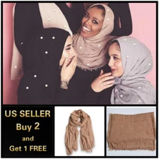 20 colors Pearl Cotton Blend Viscose Maxi Crinkle Hijab Scarf Muslim 70x40 inch