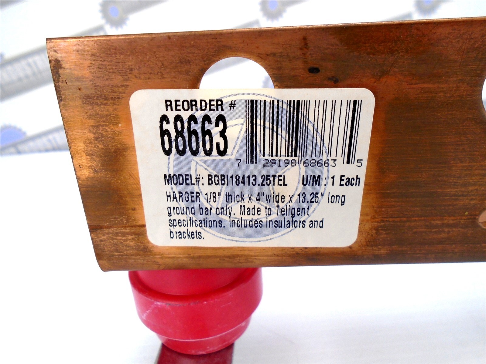 HARGER BGBI1841325TEL 4" x 131/4" x 1/8" Copper Ground Bus Bar 4