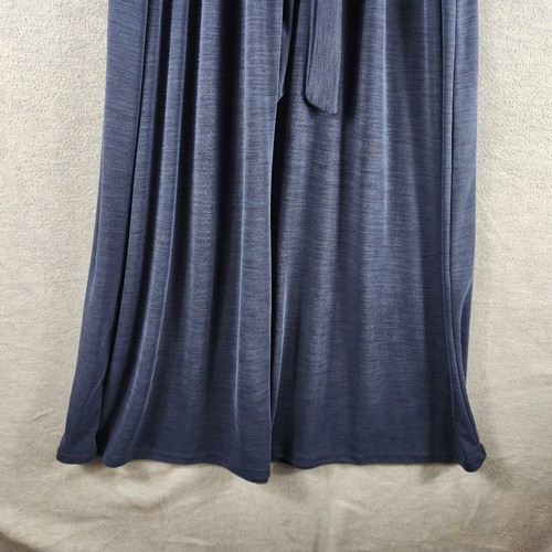 Nicole Miller Navy Ribbed Surplice Dress L Faux Wrap Beautiful Belted Sleeveles - Picture 11 of 19