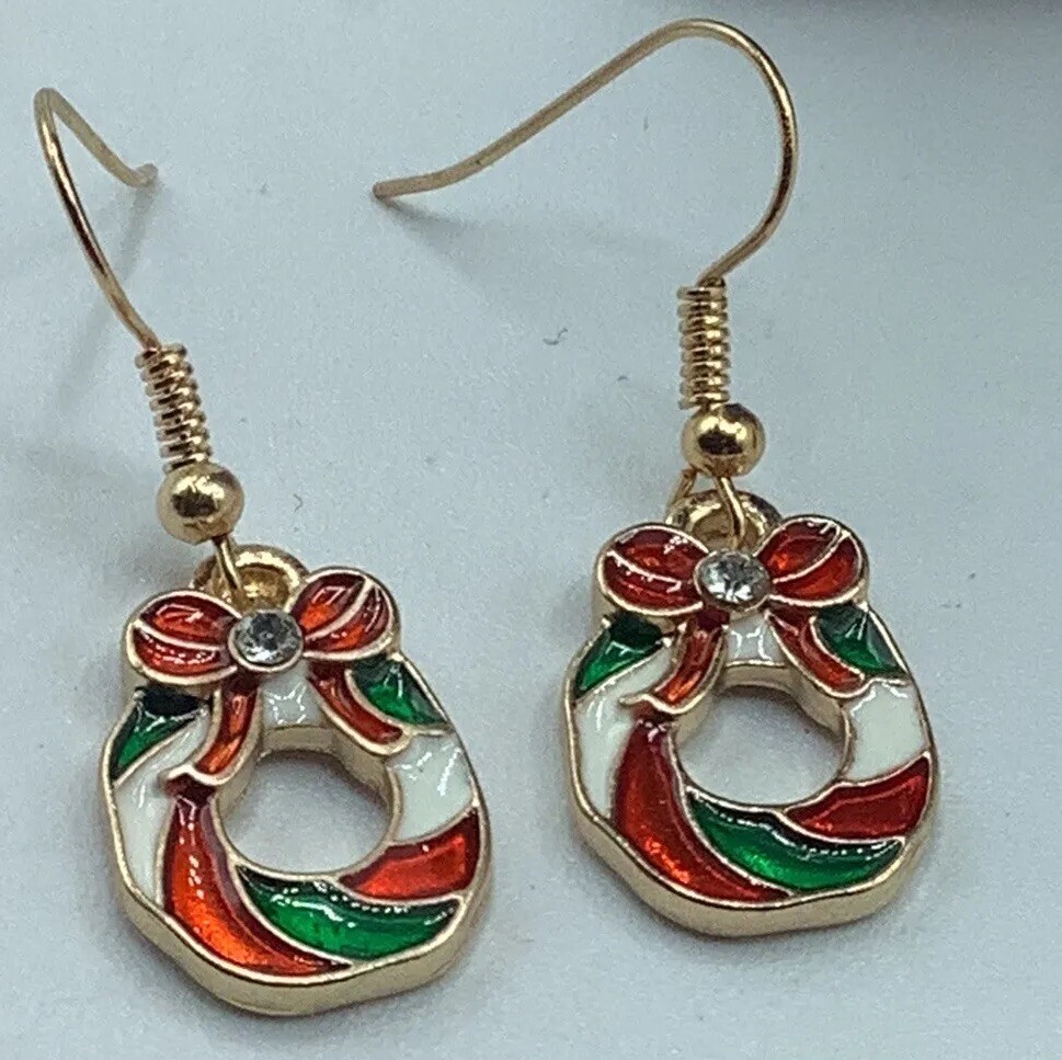 Christmas Wreath Enameled W/Rhinestone New Without Tags