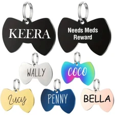 Custom Bow Tie Dog Tag Personalized Cat ID | Engraved USA