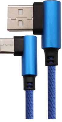 90° EWANTO gewinkeltes USB-A (m) auf micro USB Kabel, Blau 1m 2,4A zum Laden