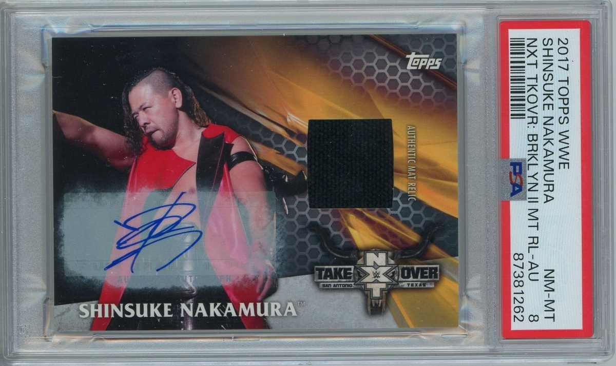 2017 Topps Then Now Forever Shinsuke Nakamura Mat Relic Auto 08/10
