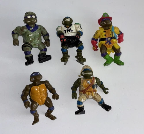 TMNT Ninja Turtles Figure Lot 1988 1991 Fireman Soldier Hockey Player