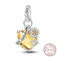 MULA 925 Sterling Silver Yellow AAA CZ Charm Love Sunflower For Women Bracelet