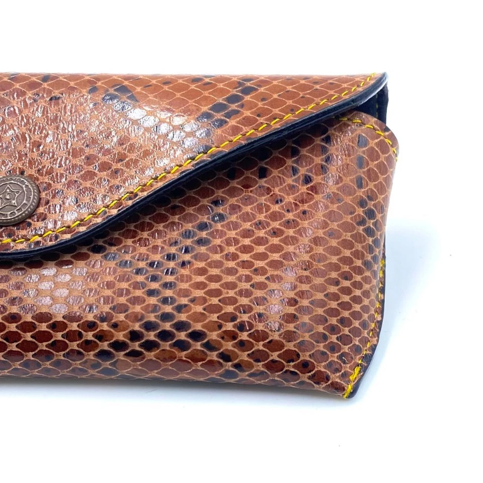 Portable Soft Leather Glasses Sunglasses Python Cover Case Glasses Storage Case - Image 3 of 3